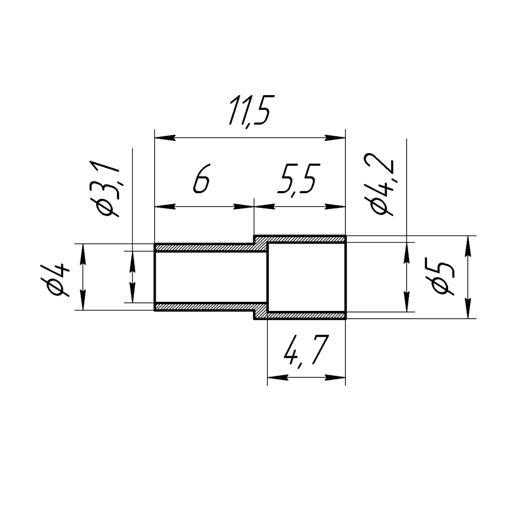 Обжимное кольцо для разъемов на кабели RG174, RG316 (диам. 4,0х5,0 мм)