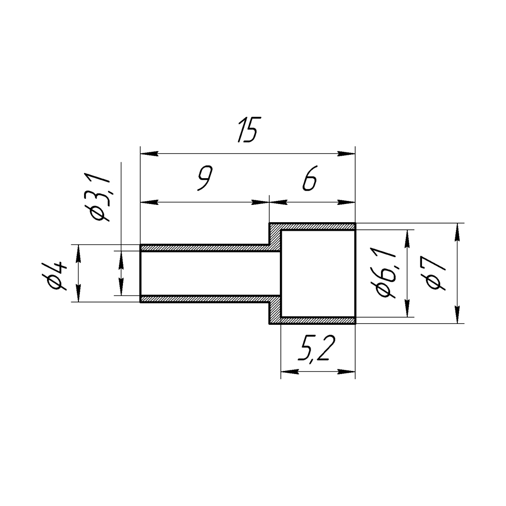 Обжимное кольцо для разъемов на кабели RG174, RG316 (диам. 4,0х7,0 мм)