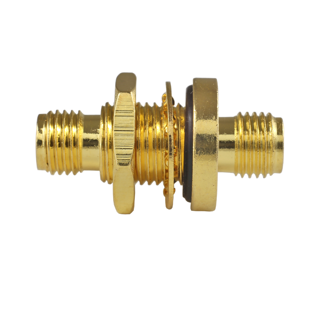 Переходник SMA(female)-SMA(female), на корпус, герметичный с резиновым уплотнителем, с гайкой, резьба М8х0,75 с лыской