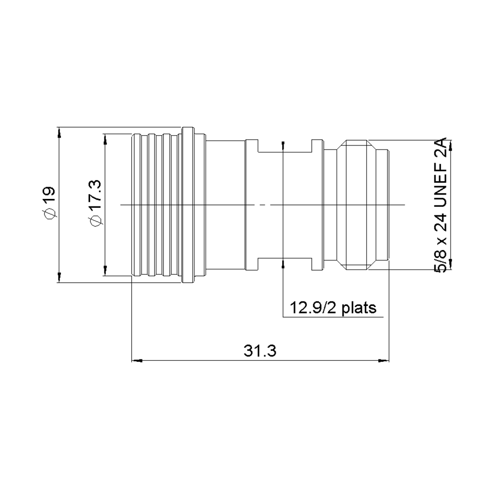Переходник QN (male) - N (female)