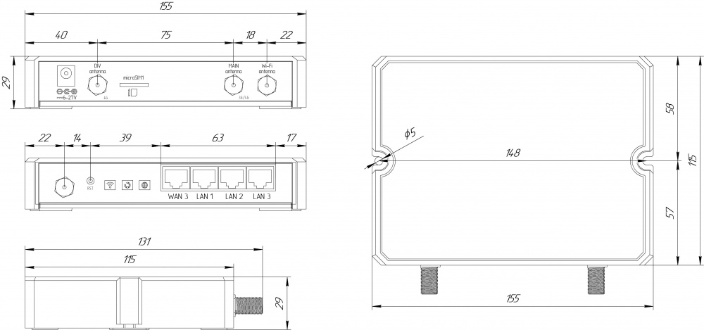 Роутер Kroks Rt-Cse m4 со встроенным 4G модемом Quectel LTE Cat.4