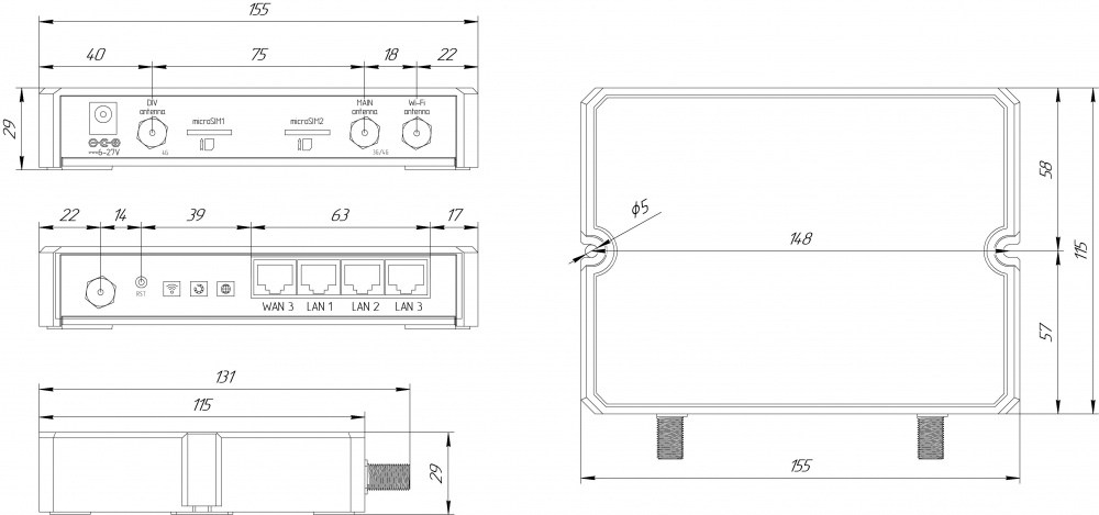 Роутер Kroks Rt-Cse DS m4 с 4G модемом LTE Cat.4, две SIM-карты, до 150 Мбит/с