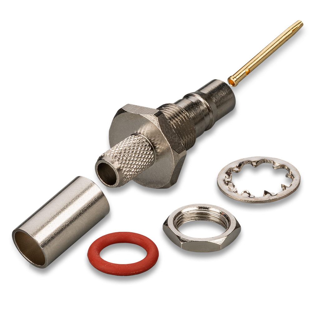 Разъем QMA(female) на кабель RG-58, герметичный с резиновым уплотнителем, с гайкой